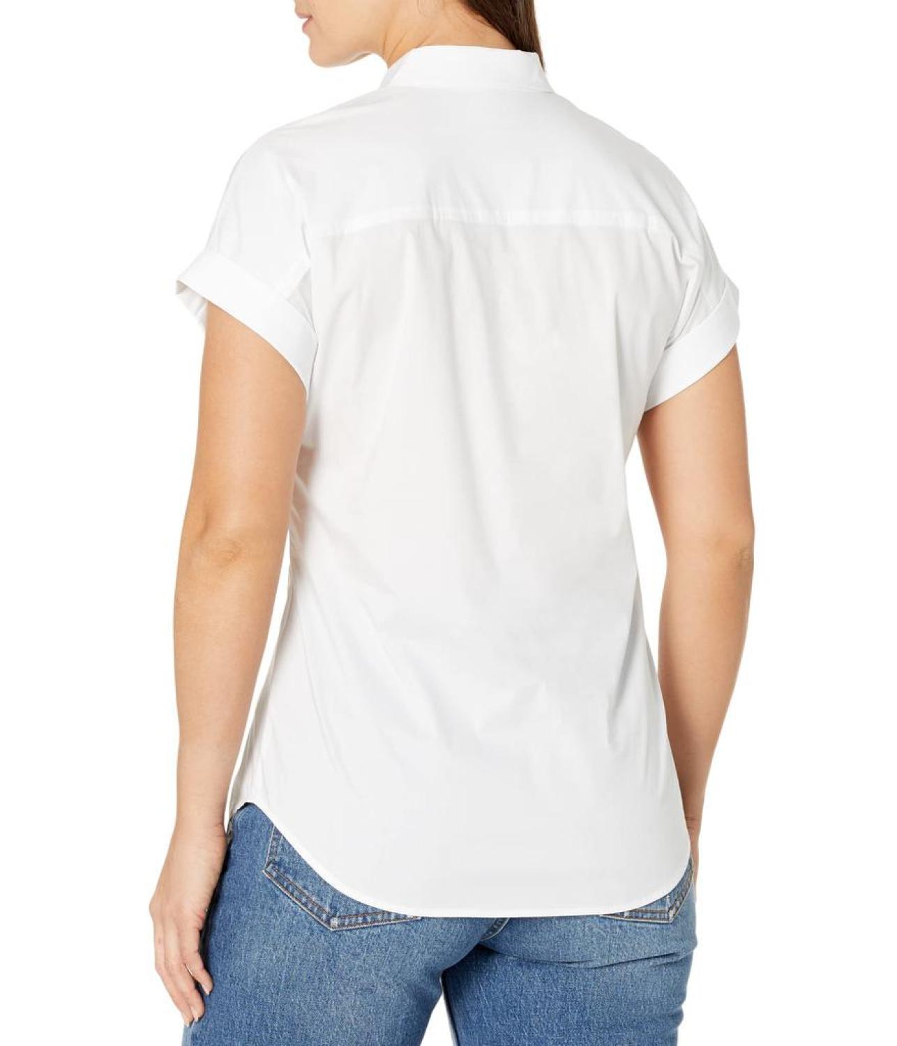 Petite Twist-Front Cotton Short Sleeve Shirt