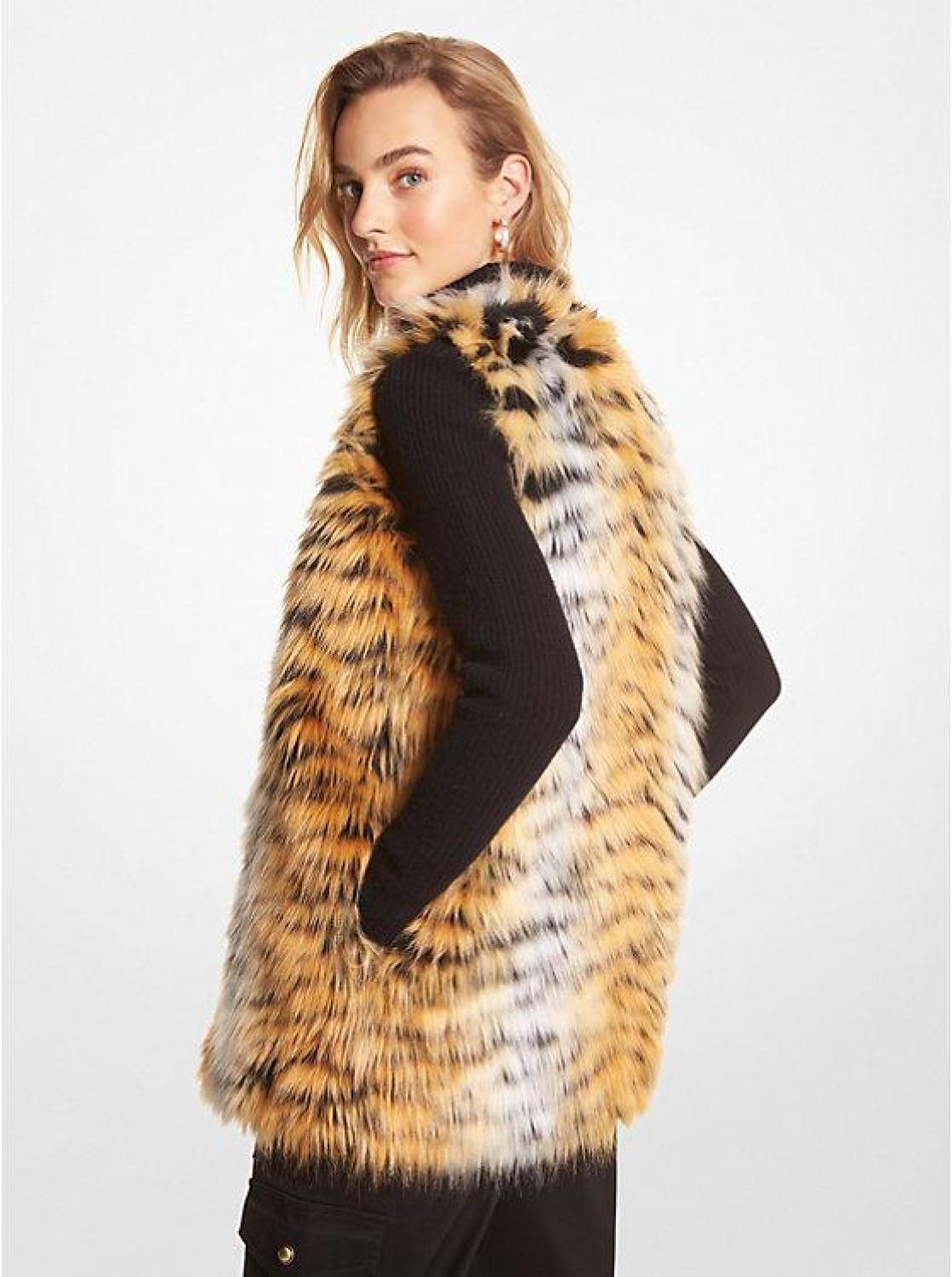 Tiger Print Faux Fur Vest