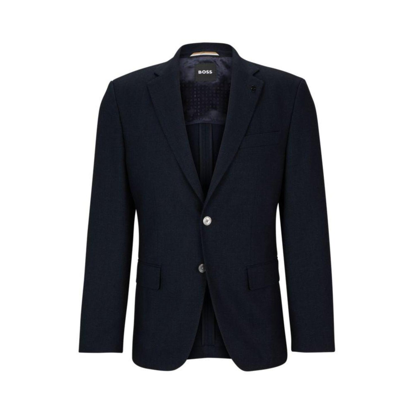 Slim-fit jacket in herringbone cotton and virgin wool