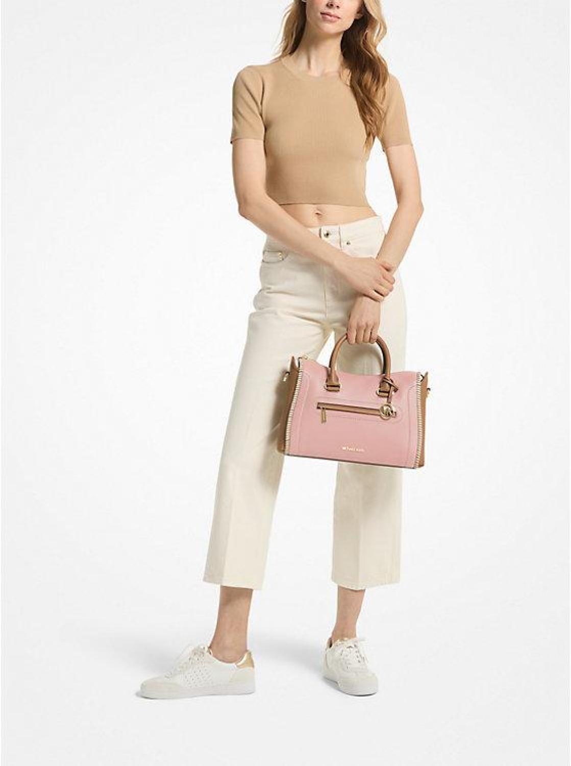 Carine Large Two-Tone Leather Satchel