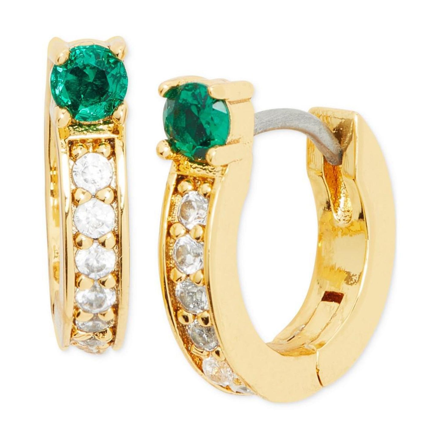 Gold-Tone Extra-Small Mixed Crystal Huggie Hoop Earrings, 0.47"