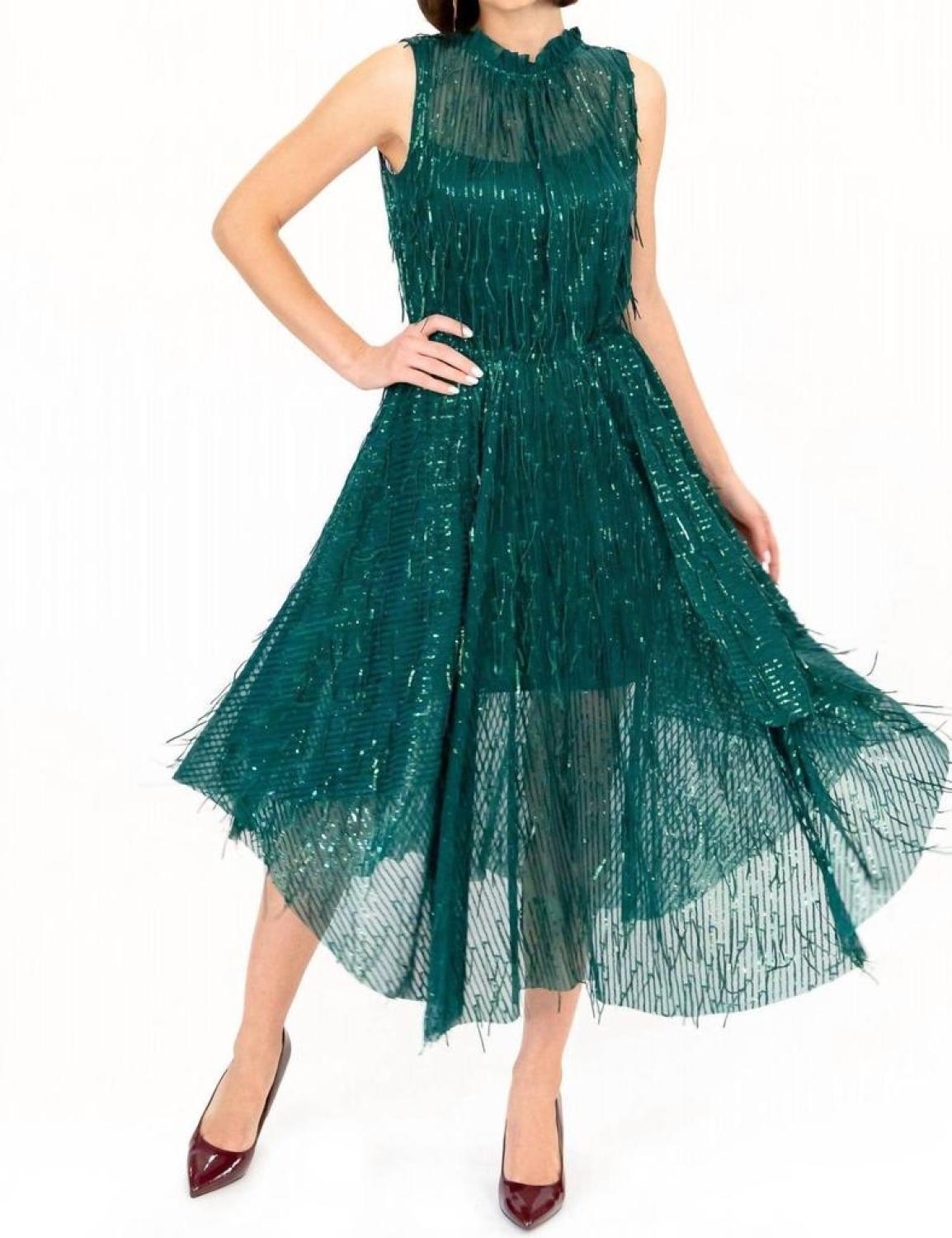 Shentel Dress In Glitter Pine