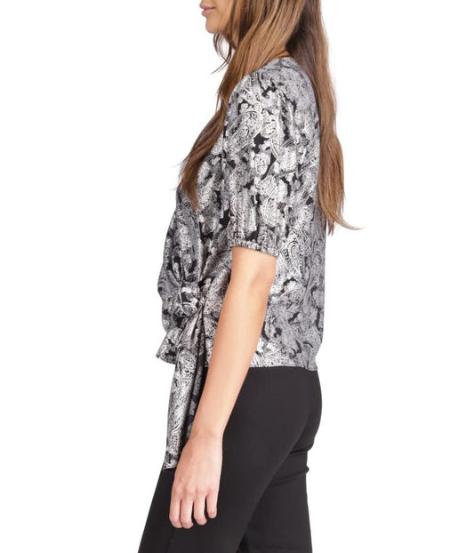 Foil Paisley Wrap Top