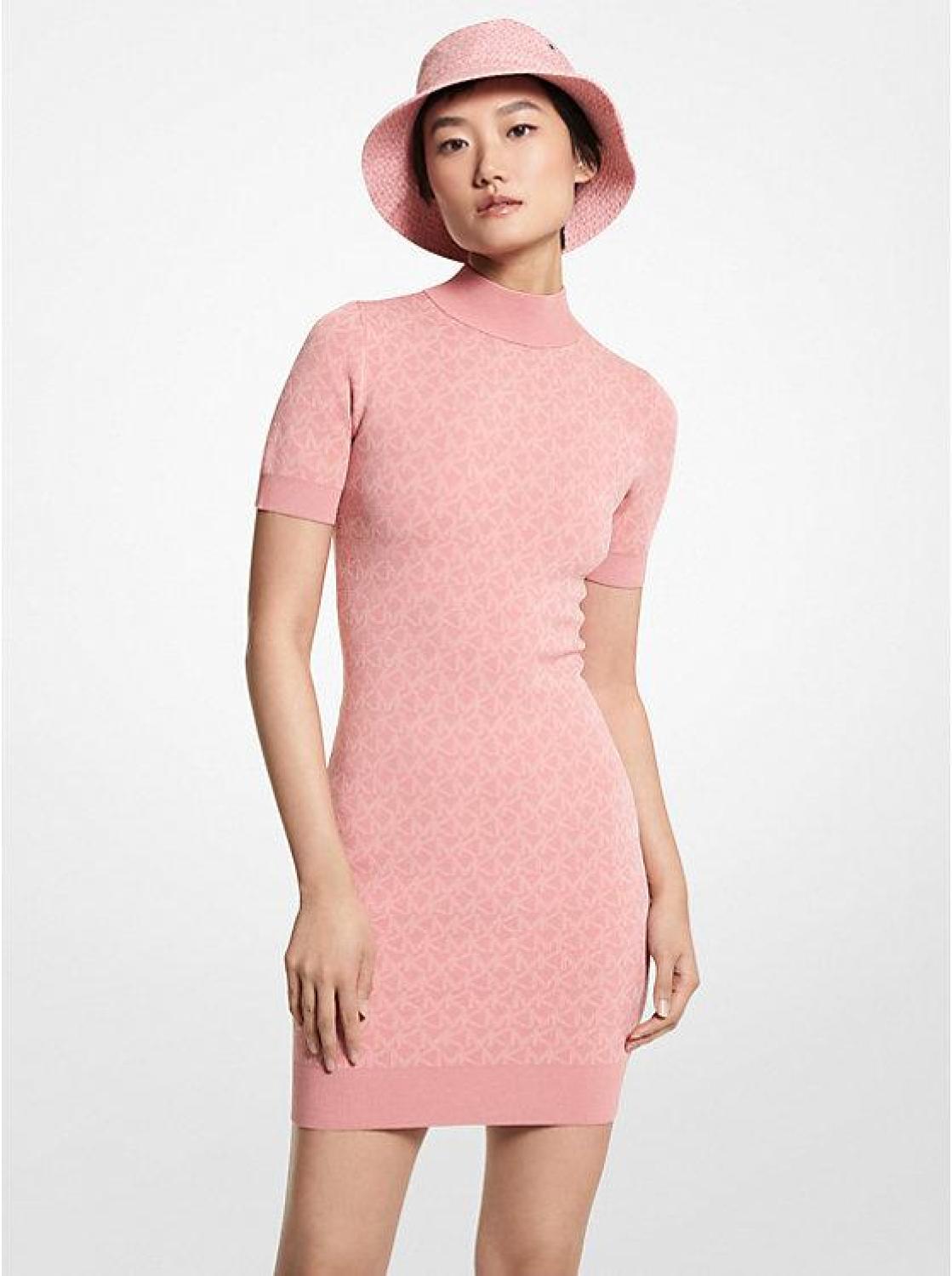 Logo Jacquard Mock Neck Dress