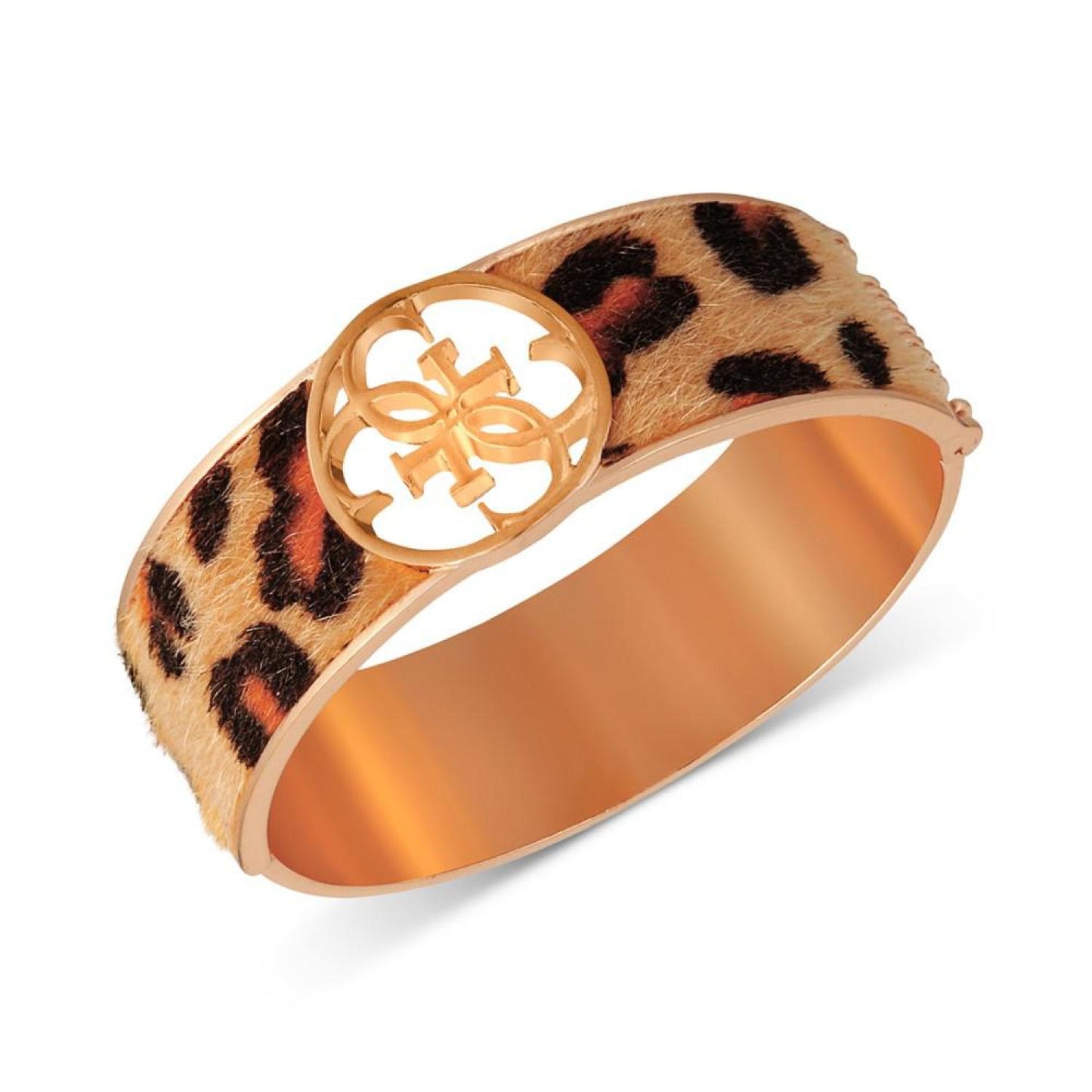 Gold-Tone Cheetah-Print Faux-Fur Animal Print Bangle Bracelet