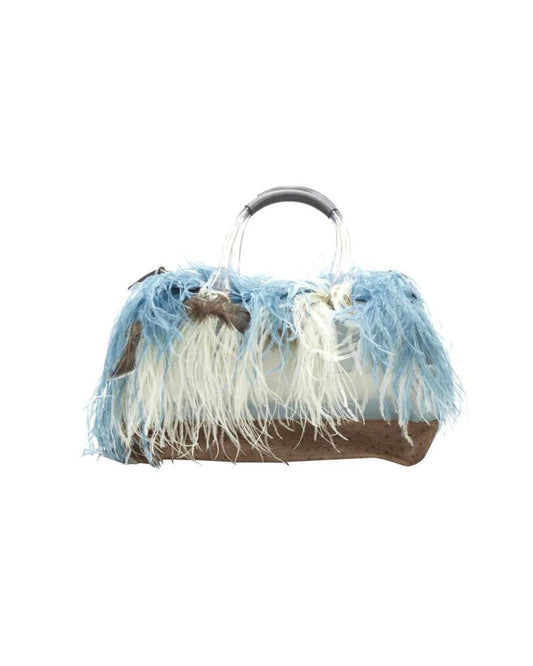 rare FURLA Candy Burlesque limited edition feather trim PVC Boston bag