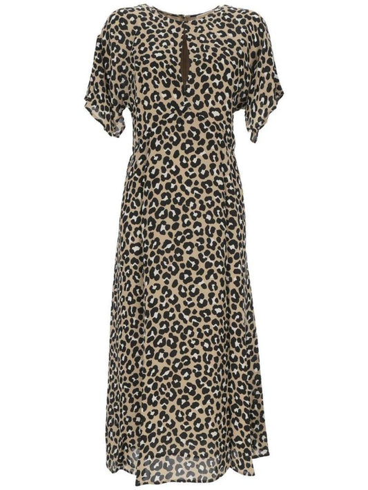 Michael Kors Leopard Printed Midi Dress