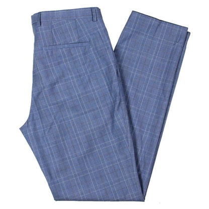 Mens Plaid Flat Front Suit Pants