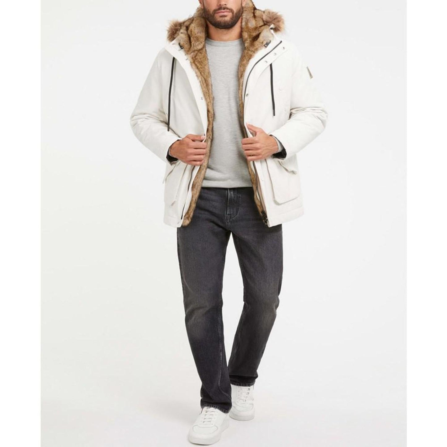 Men's Winter Faux Fur Parka Jacket