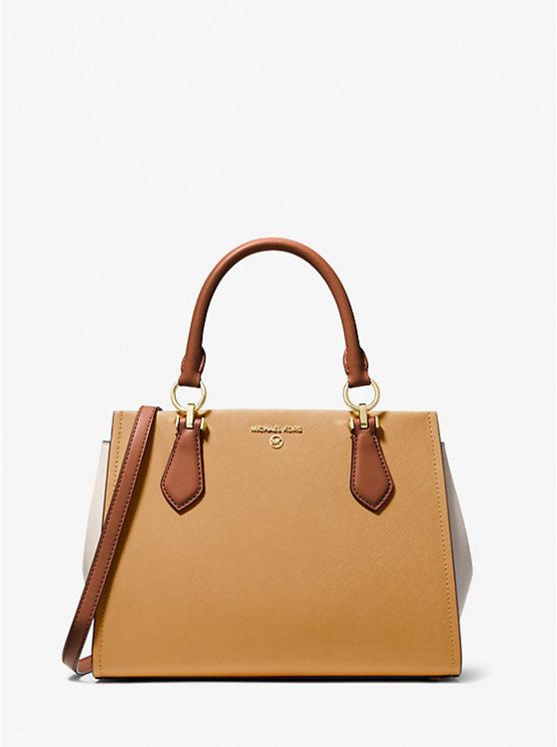 Marilyn Medium Color-Block Saffiano Leather Satchel