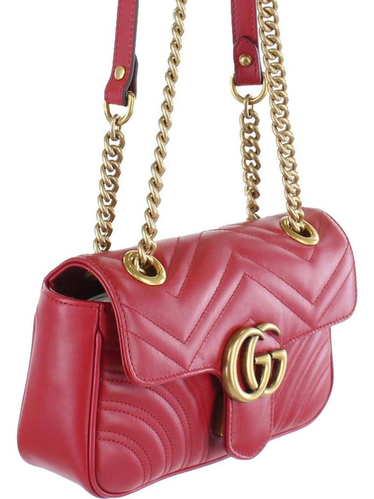 GG Marmont Womens Leather Chevron Shoulder Handbag