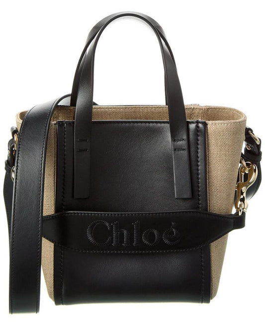 Chloé Sense Small Linen & Leather Tote