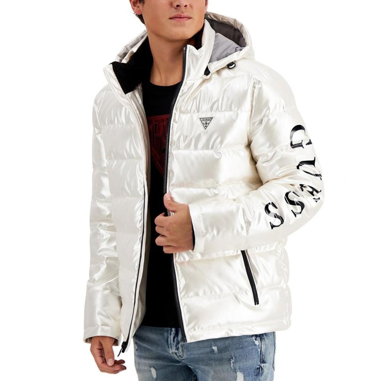 Men's Holographic Hooded Puffer Jacket