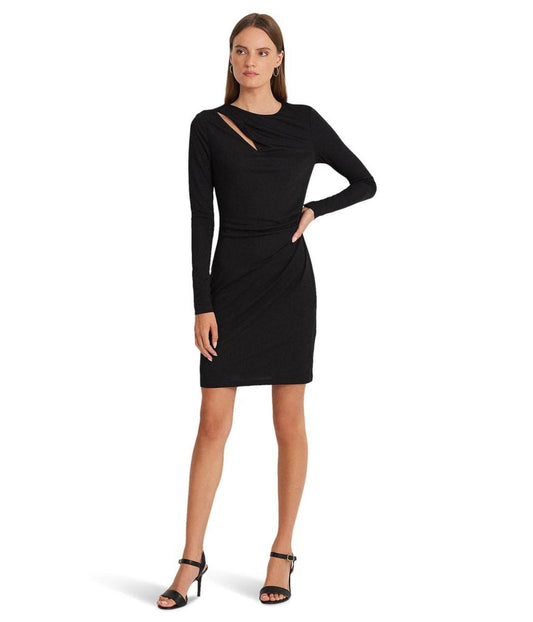 Pleated Stretch Jersey Cocktail Dress