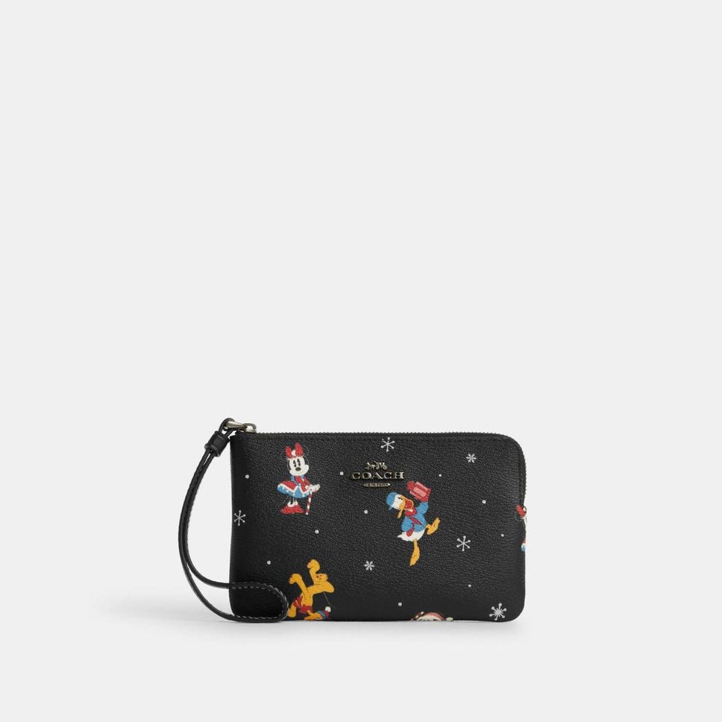 Coach Outlet Disney X Coach Corner Zip Wristlet With Holiday Print