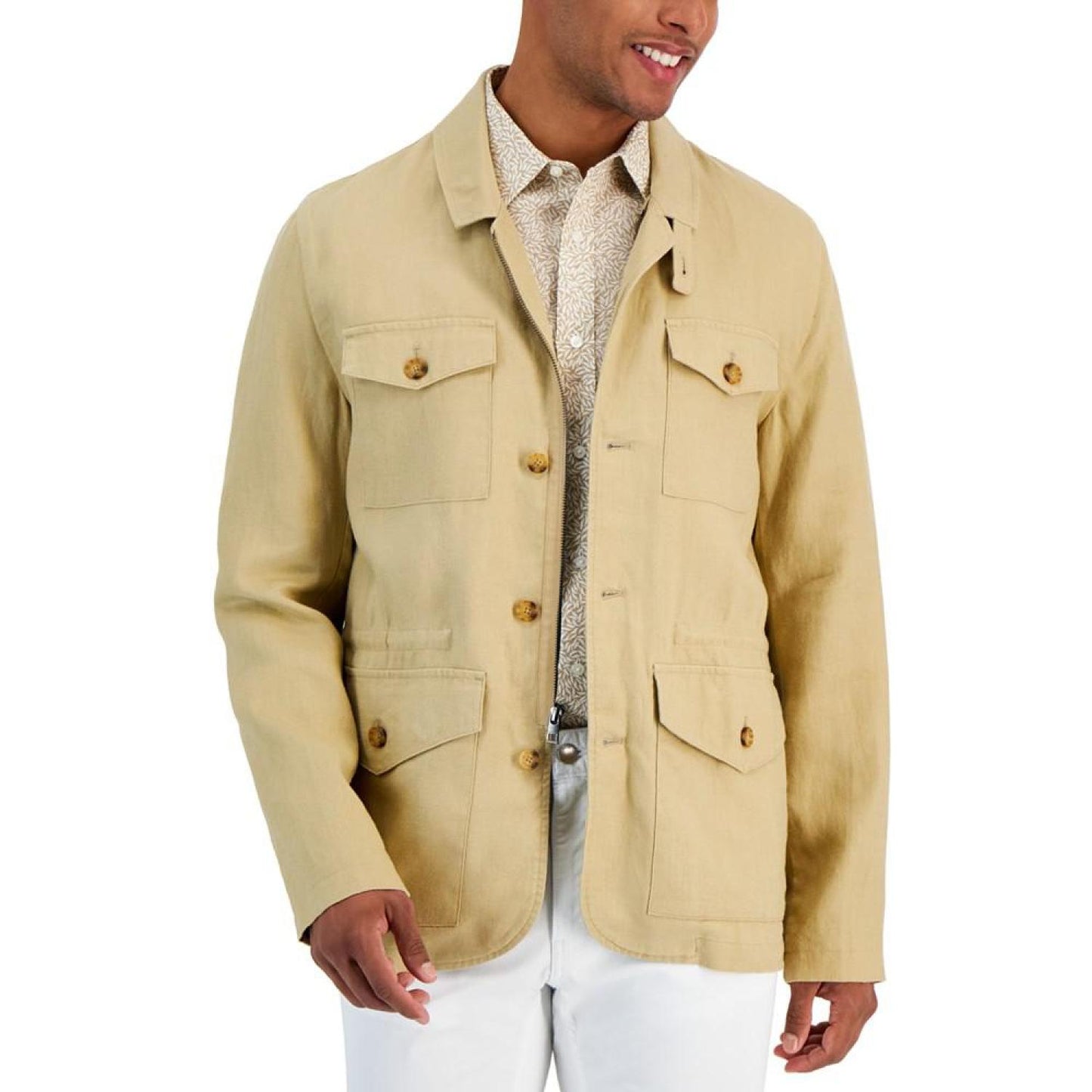 Men's Four-Pocket Linen Safari Jacket