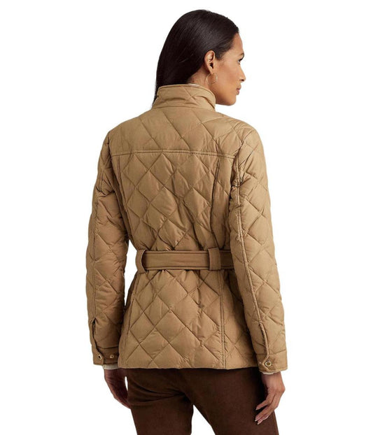 Diamond-Quilted Down Coat