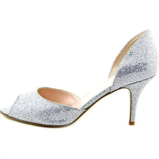 Women's Peep Toe Heel In Silver/starlight