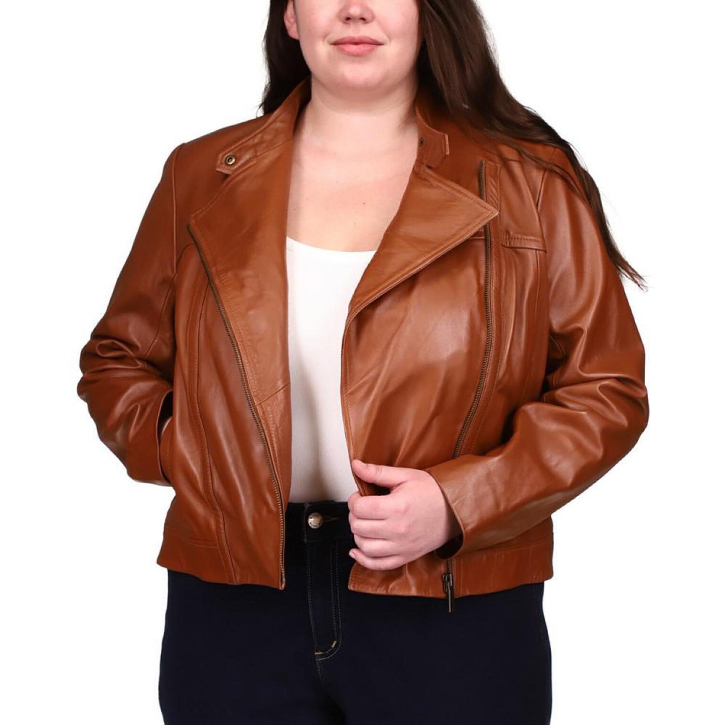 Plus Size Leather Moto Jacket