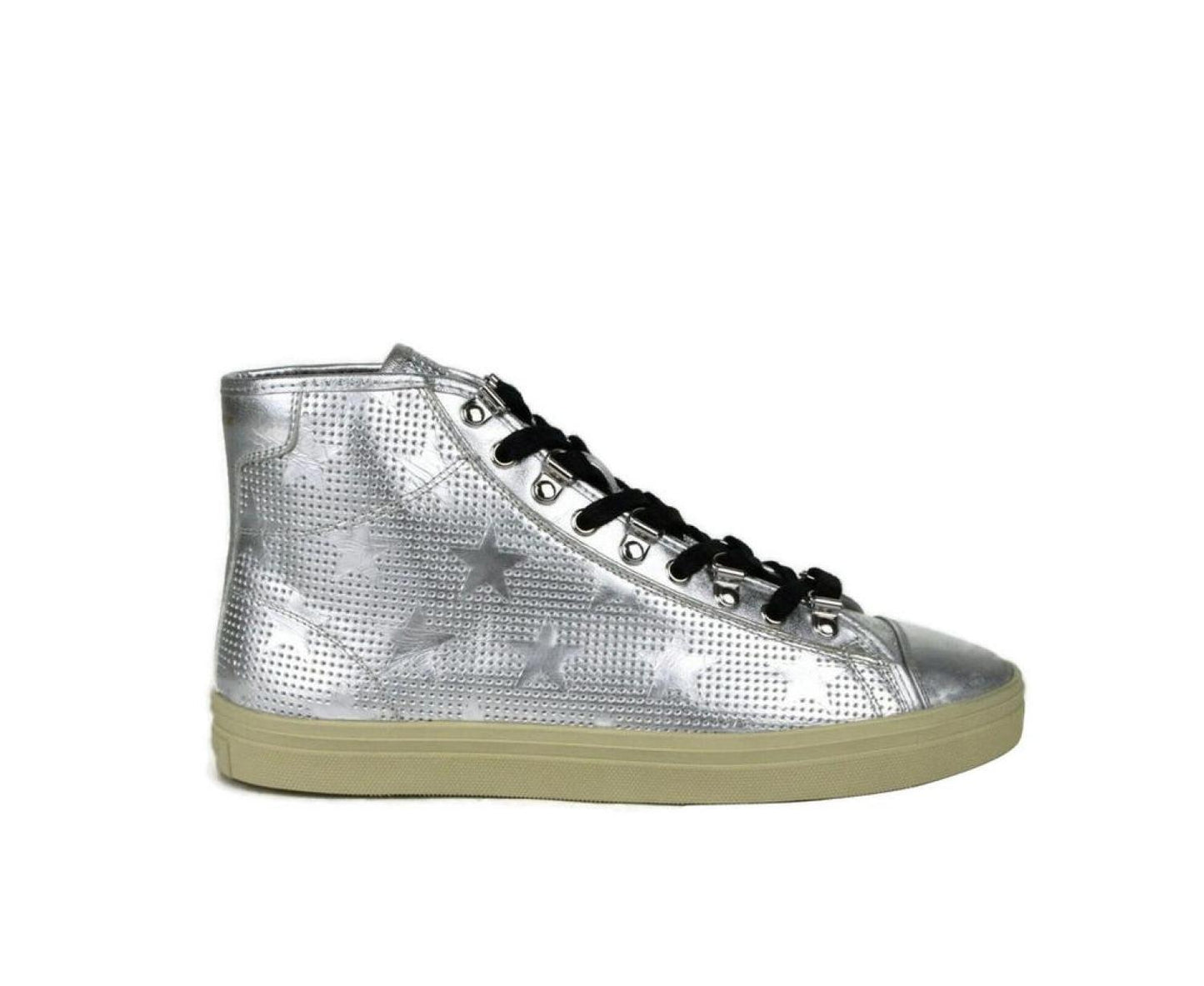 Saint Laurent Men's Metallic Leather Hi Top Sneaker