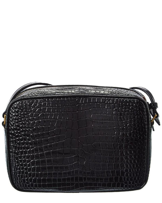 Saint Laurent Lou Croc-Embossed Leather Camera Bag