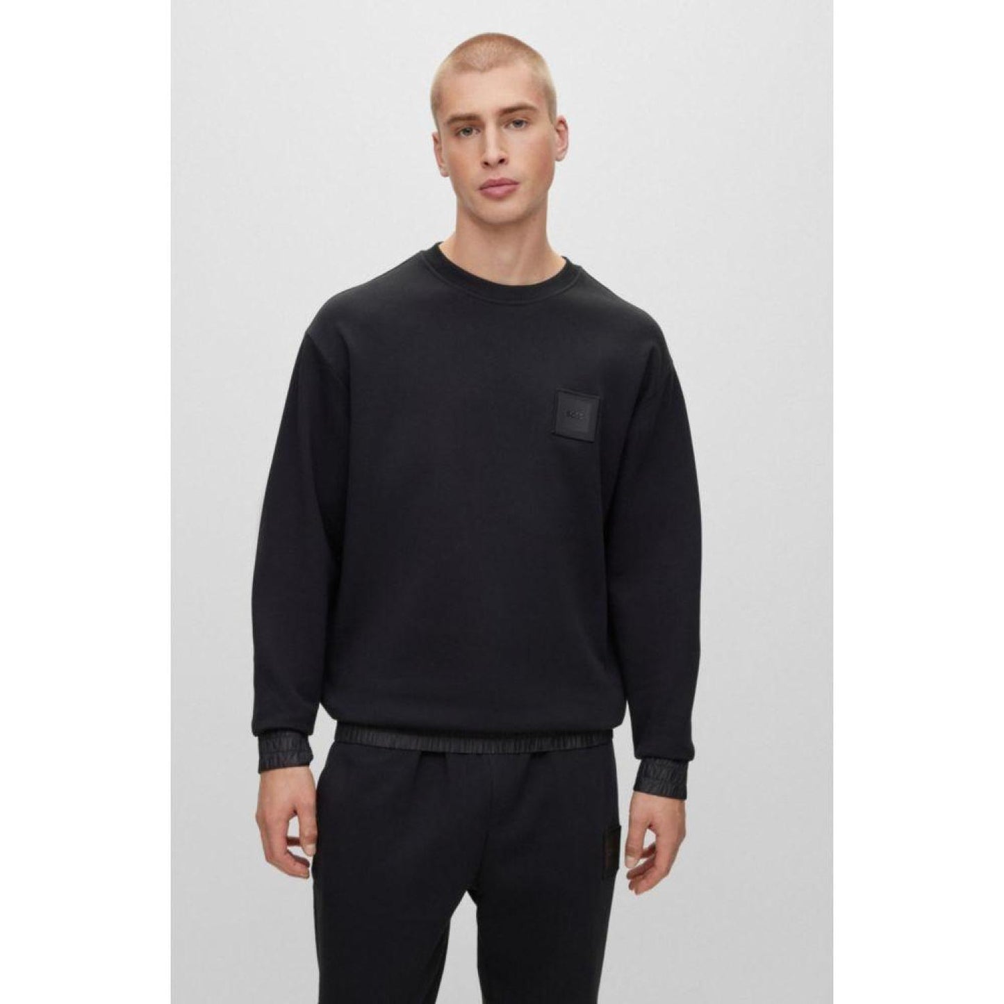 Stretch-cotton oversize-fit sweatshirt with logo patch