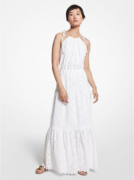 Eyelet Cotton Halter Dress