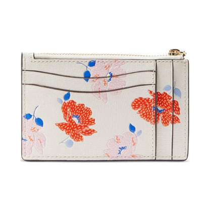 Morgan Dotty Floral Embossed Saffiano Leather Coin Card Case Wristlet