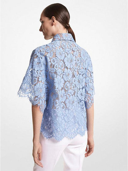 Cotton Blend Floral Lace Shirt