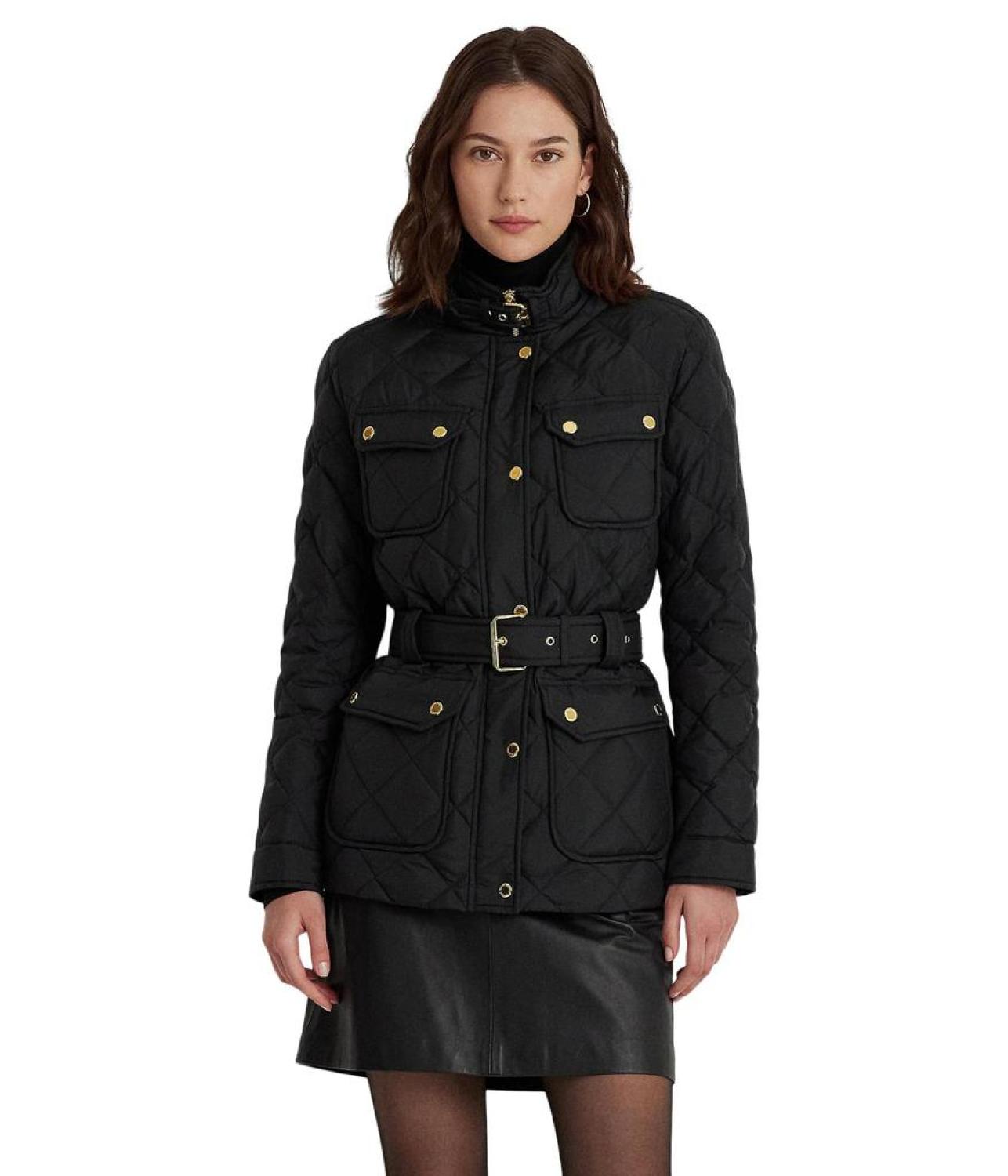 Diamond-Quilted Down Coat