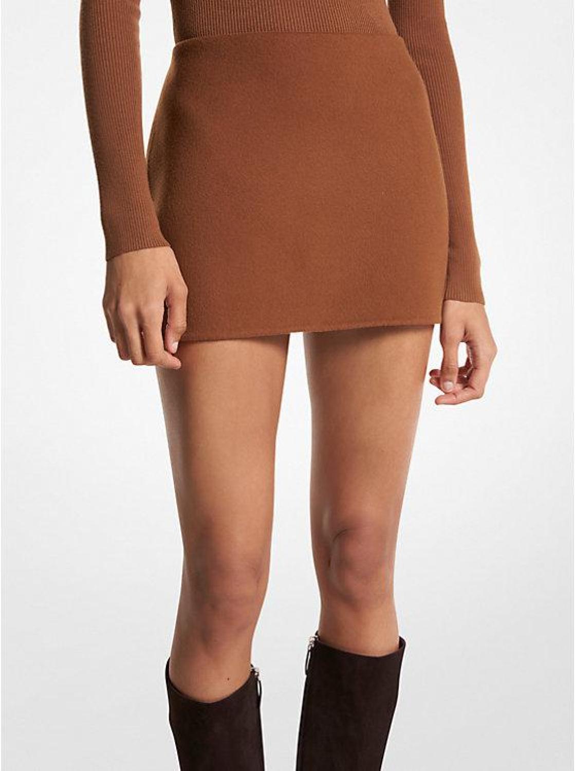 Double Faced Wool Melton Mini Skirt