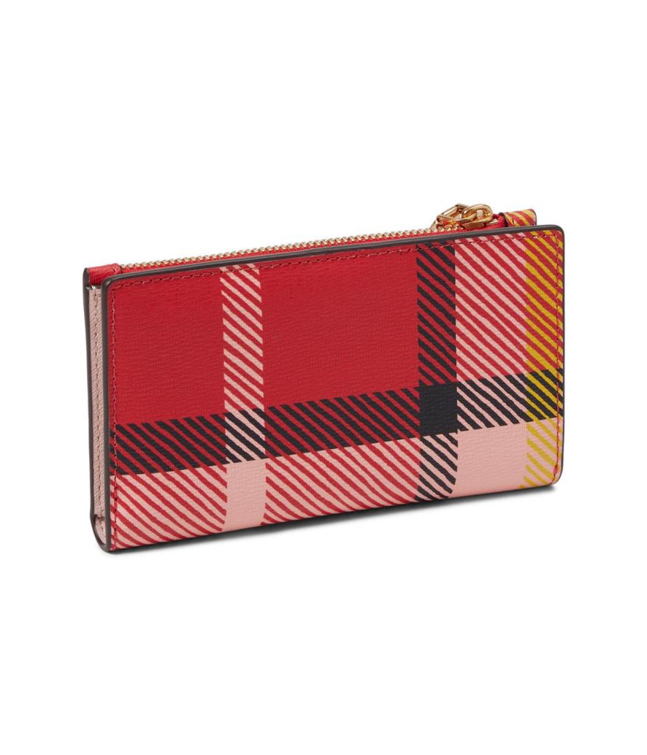 Morgan Museum Plaid Printed PVC Small Slim Bifold Wallet