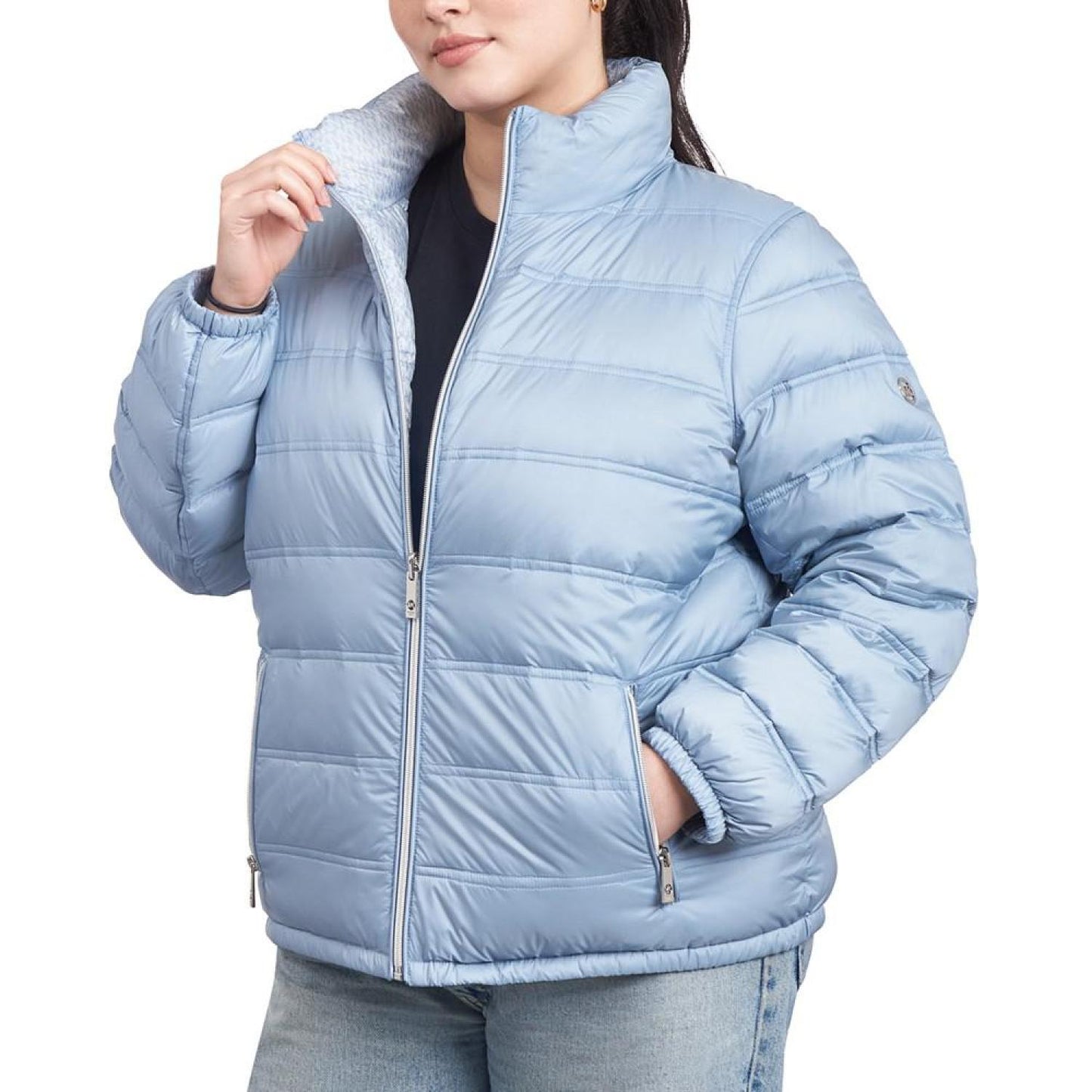 Women's Plus Size Reversible Shine Down Puffer Coat, Created for Macy's