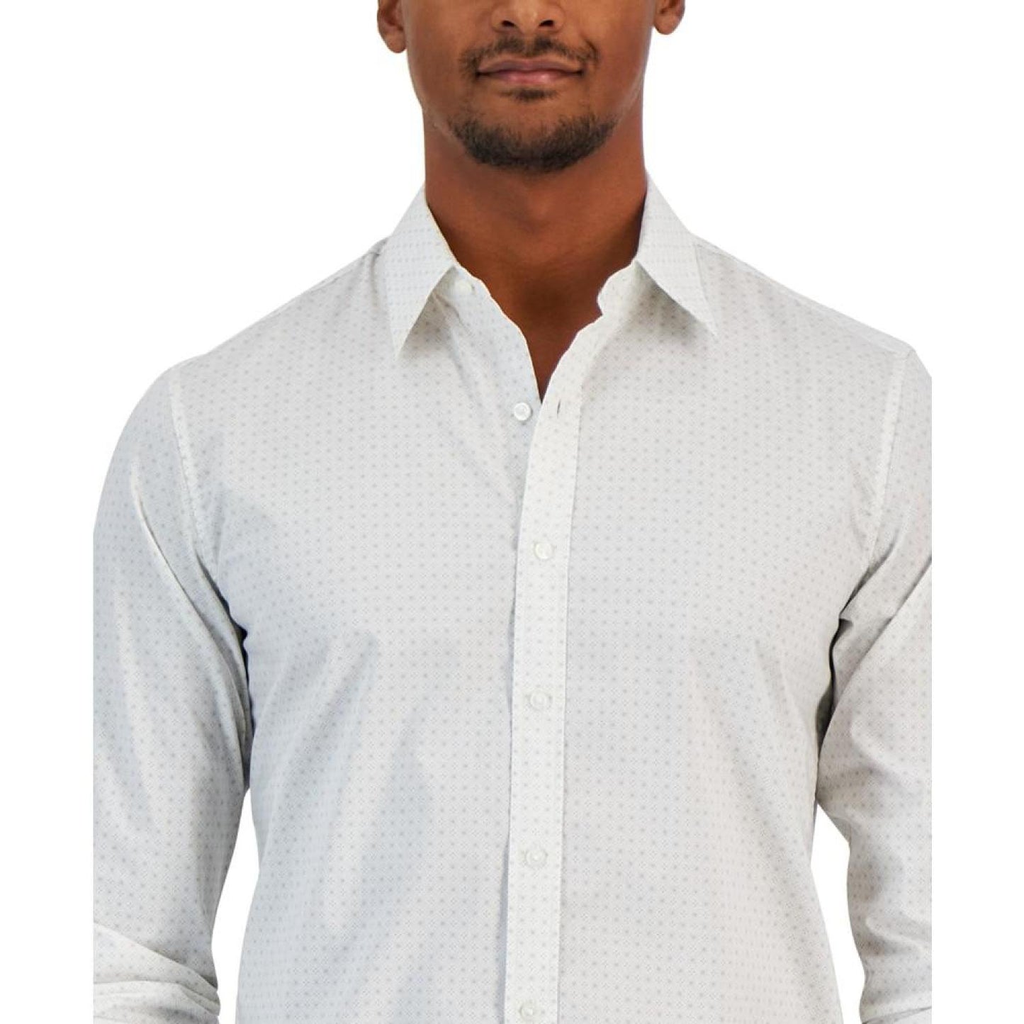 Men's Stretch Button-Front Long Sleeve Foulard Shirt