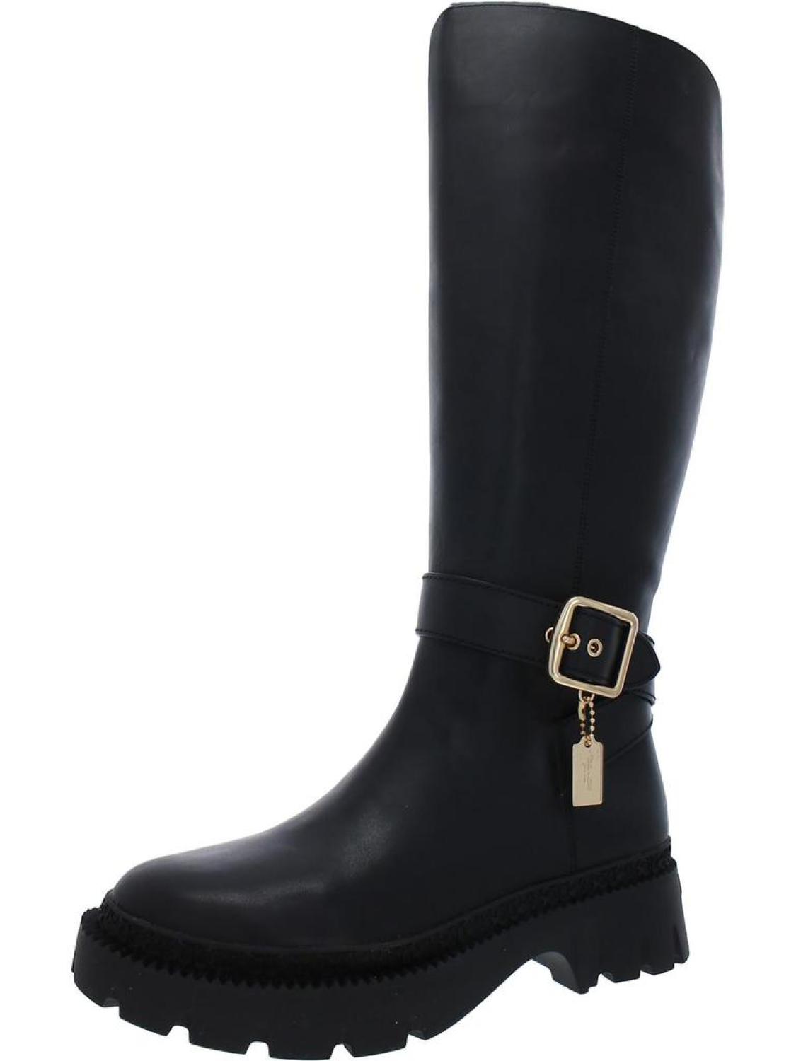 James Womens Leather Adjustable Knee-High Boots