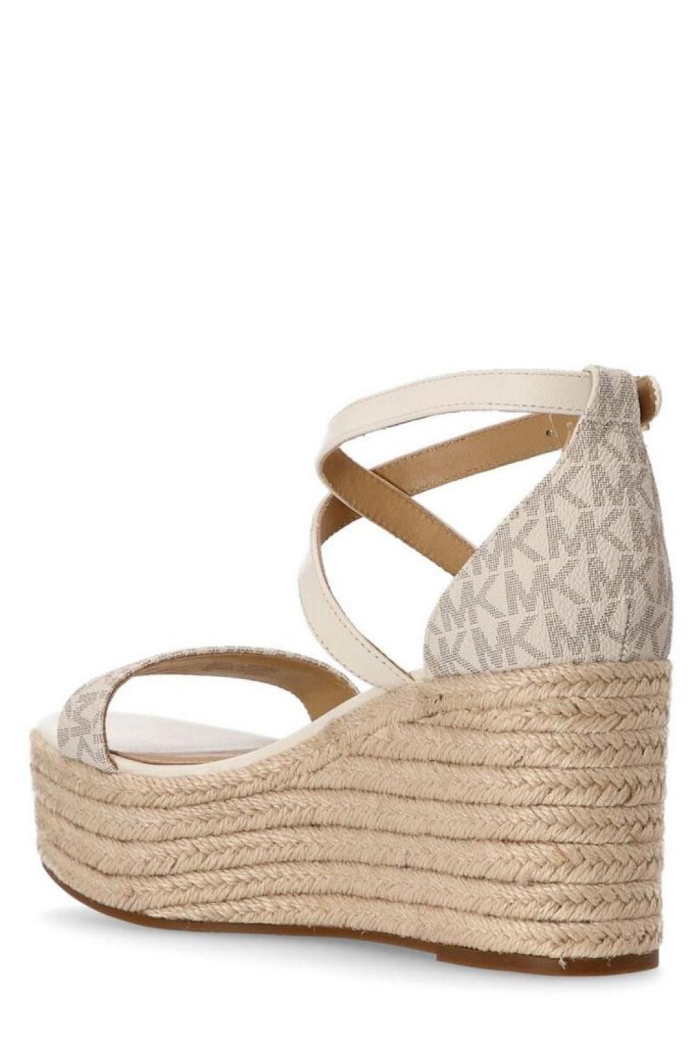 Michael Michael Kors Serena Logo Printed Wedge Sandals