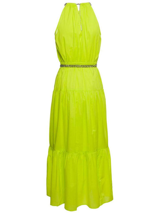 Michael Michael Kors Ruched Detailed Halterneck Maxi Dress