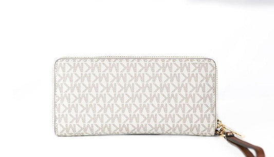 Michael Kors Jet Set Travel Large ivory Signature Continental Wristlet Women's Wallet