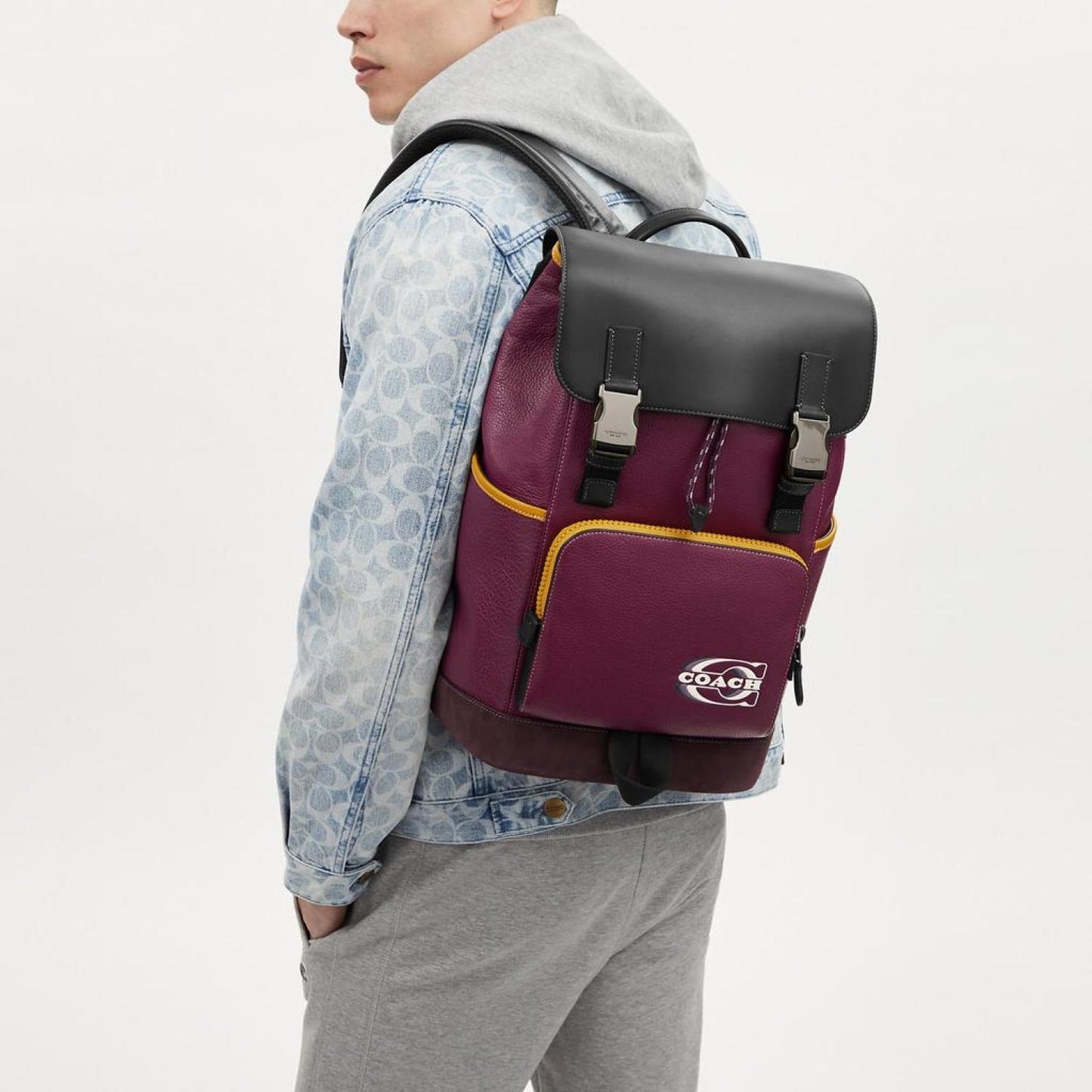 Coach Outlet Track Backpack In Colorblock With Coach Stamp