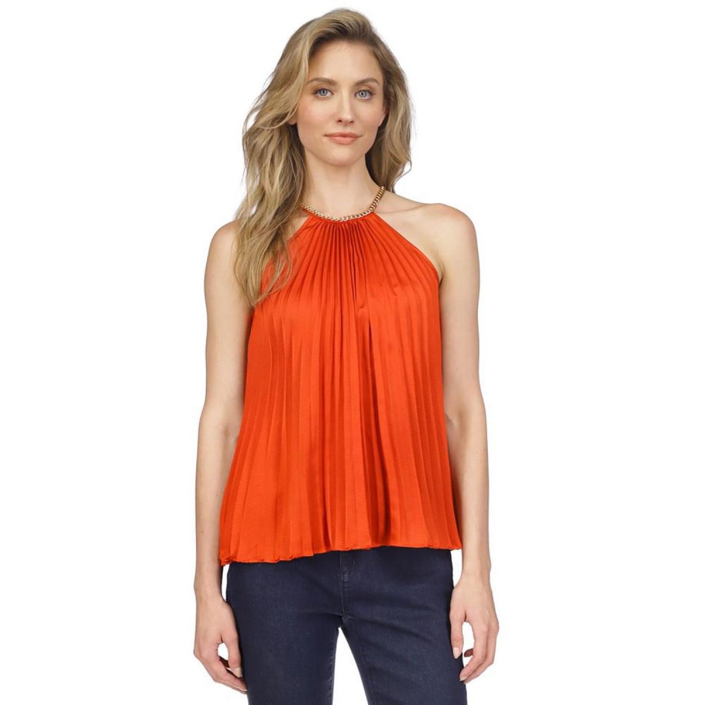 Women's Pleated Chain Sleeveless Top