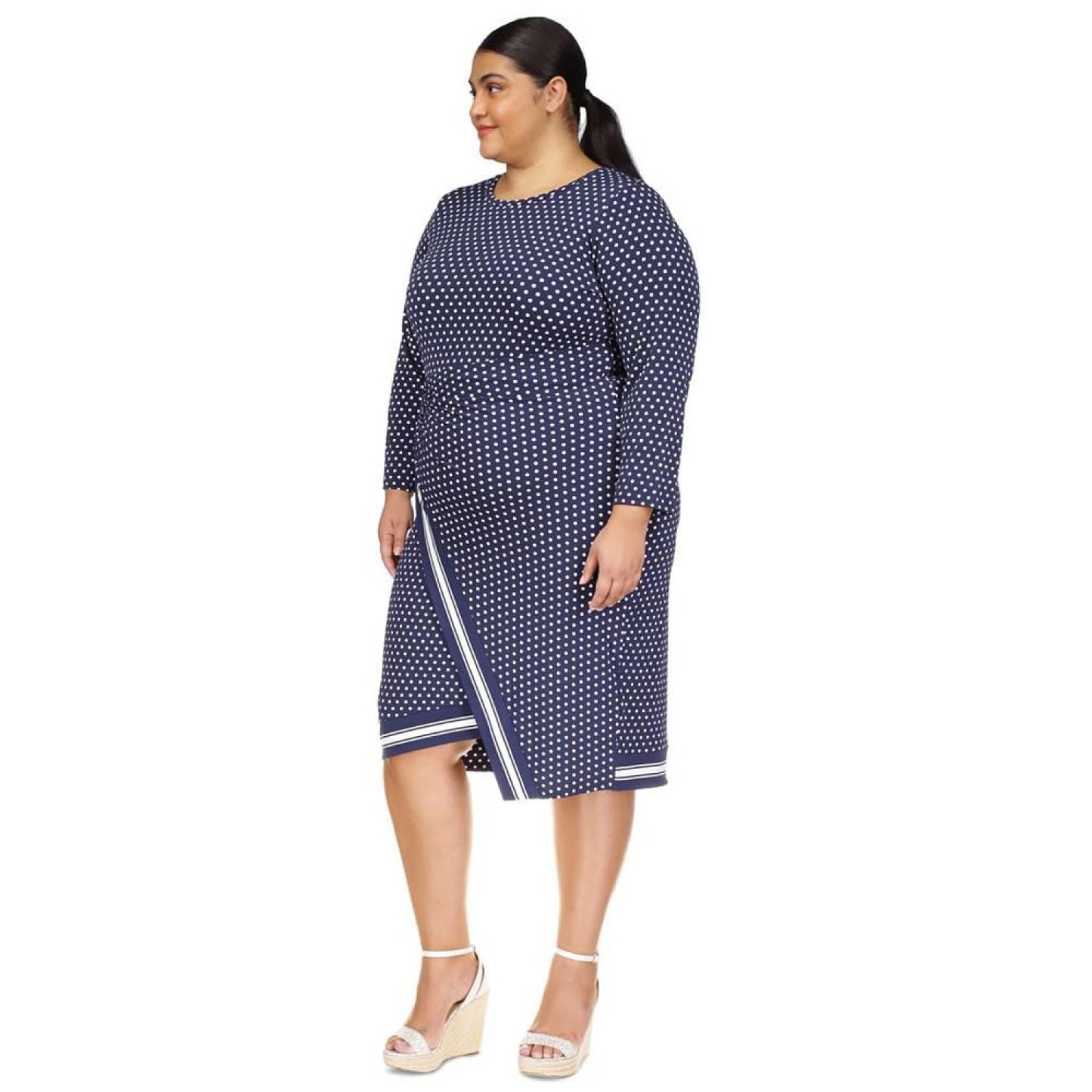 Plus Size Polka-Dot Midi Dress