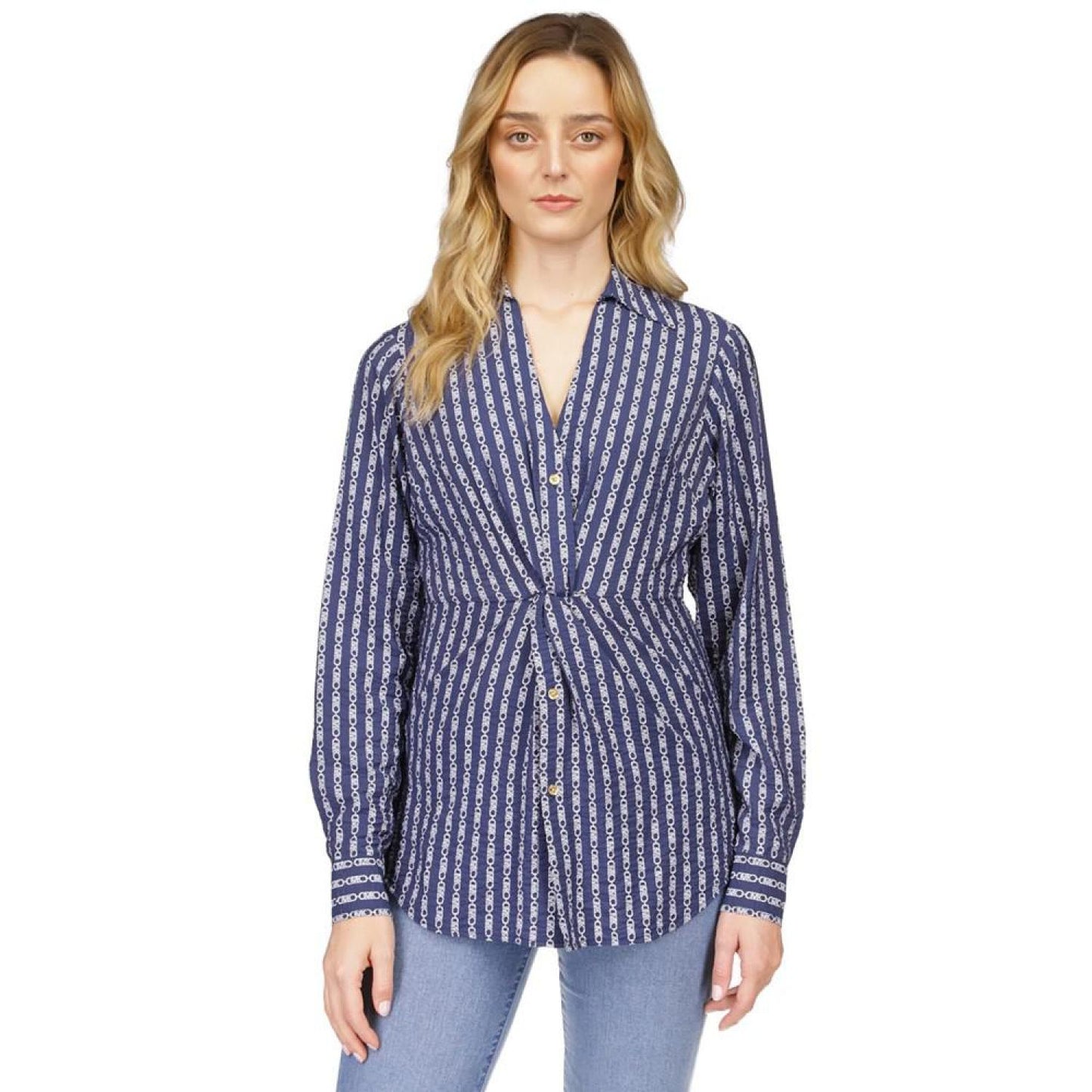 Women's Chain-Print Twist-Front Shirt