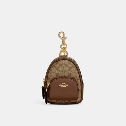 Coach Outlet Mini Court Backpack Bag Charm In Signature Canvas