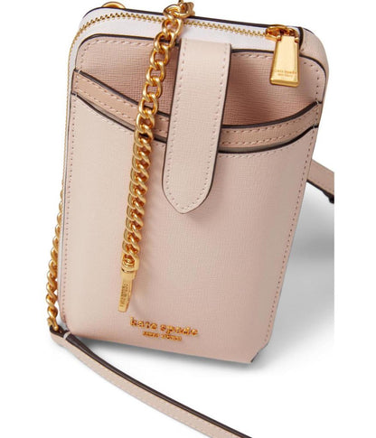 Morgan Color-Blocked Saffiano Leather North/South Phone Crossbody