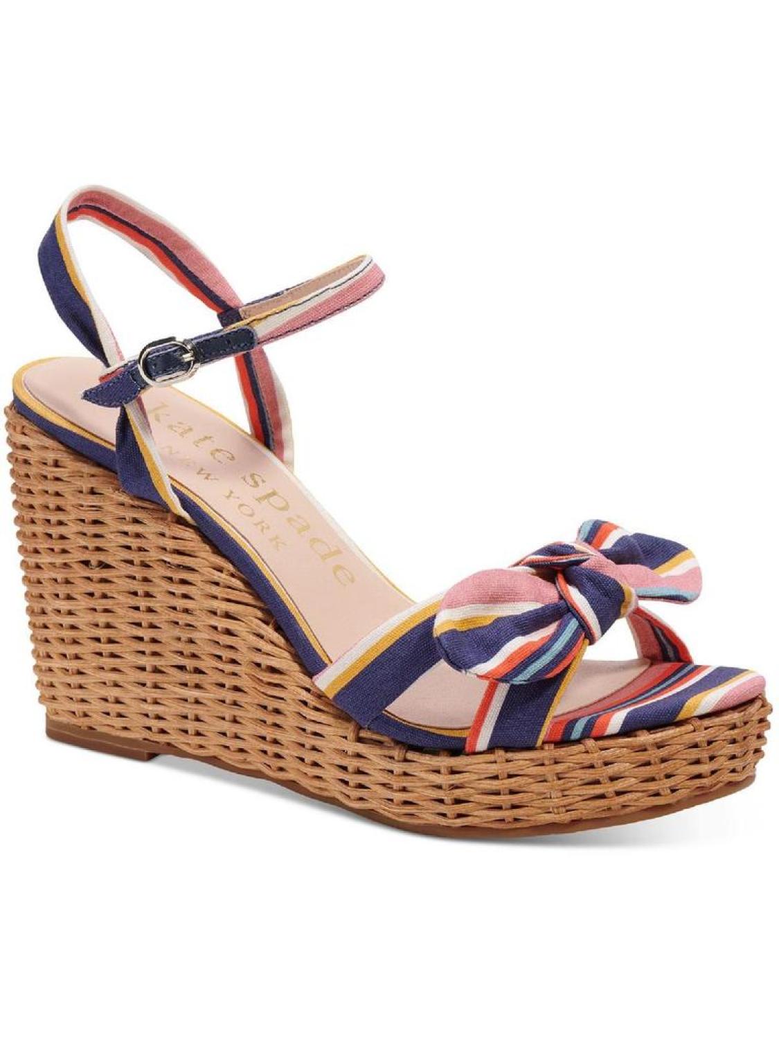 Patio Womens Striped Wicker Wedge Sandals