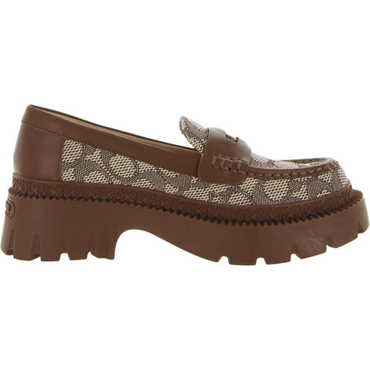 Jacquard Womens Leather Lugged Sole Loafers