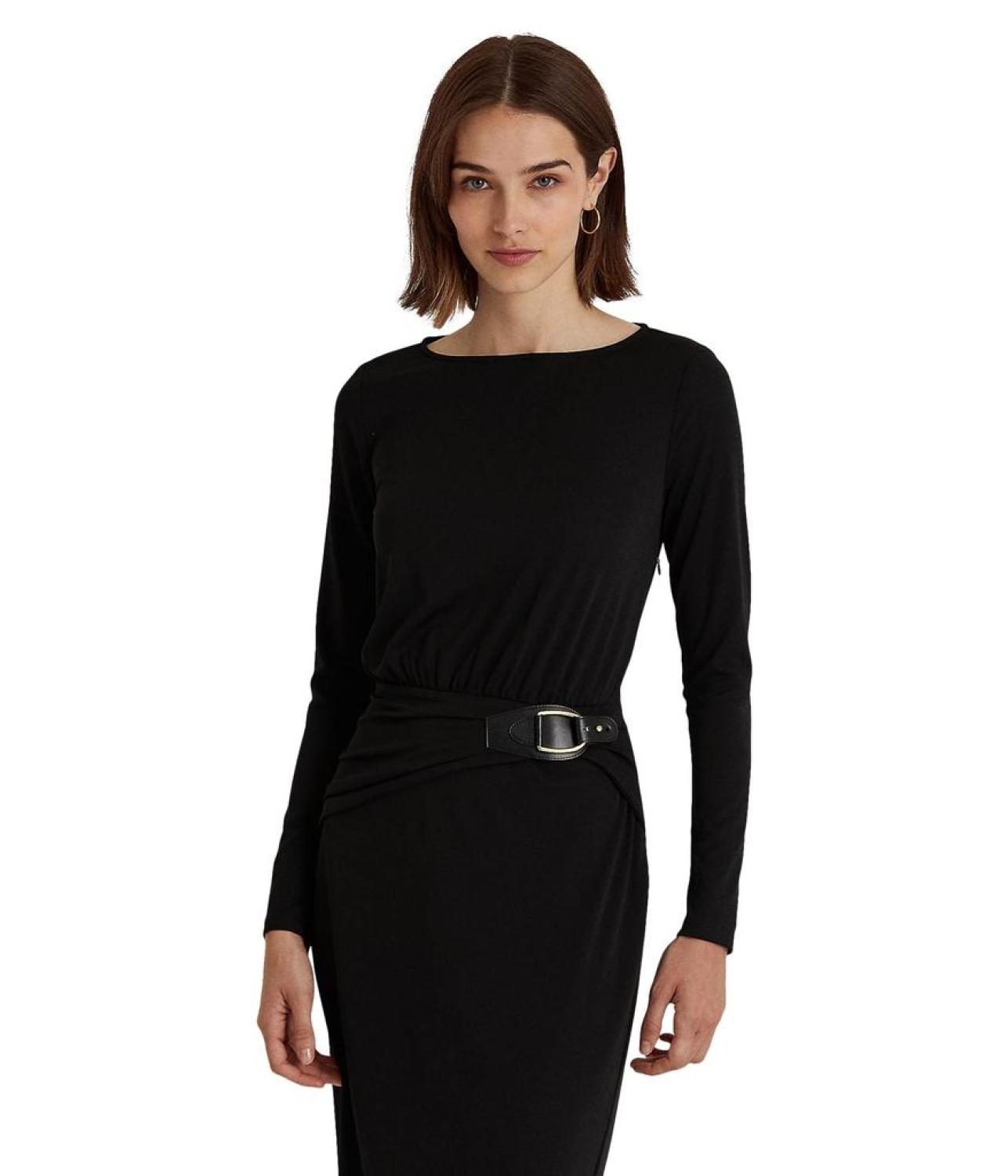 Buckle-Trim Stretch Jersey Dress