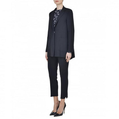 Wool One Button Blazer In Black