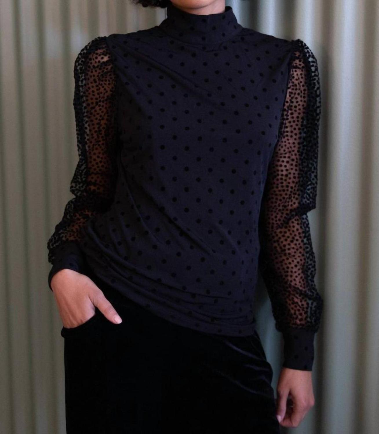 Polka Dot Blouse In Black