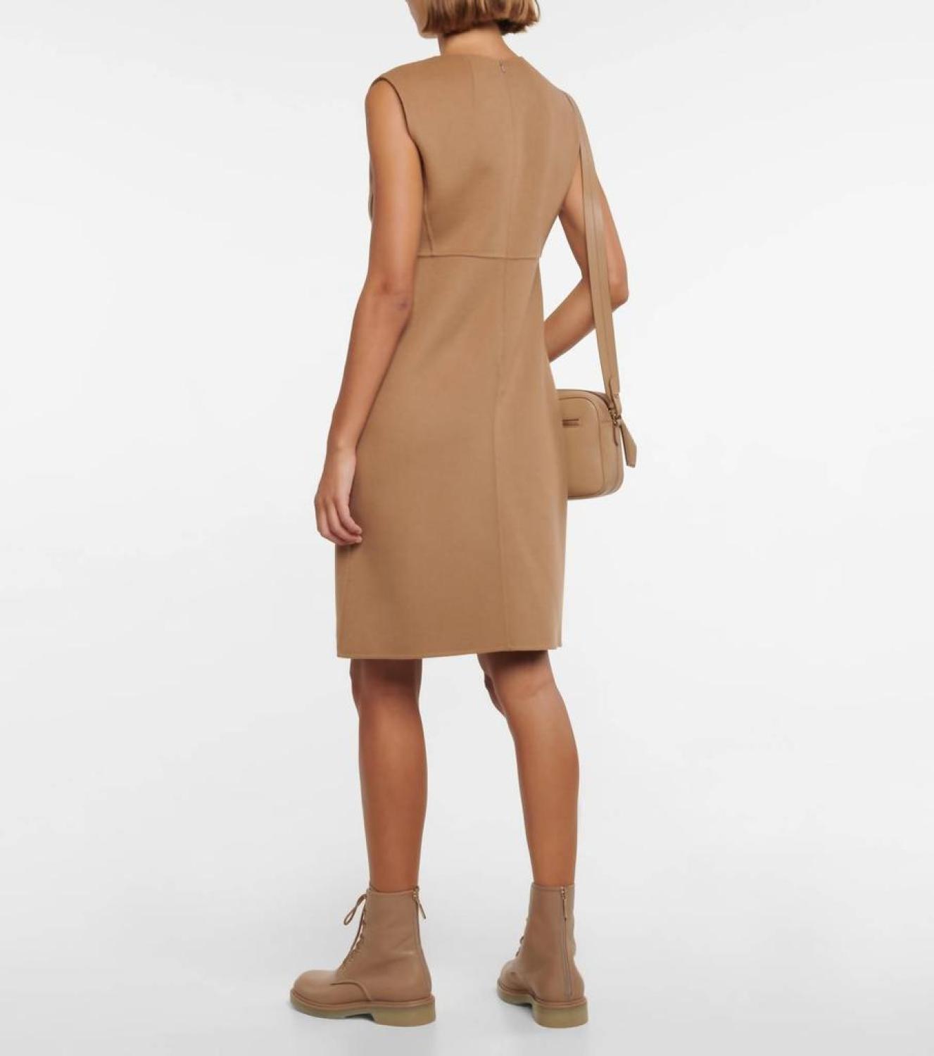 Crimea Sleeveless Wool Dress In Camel